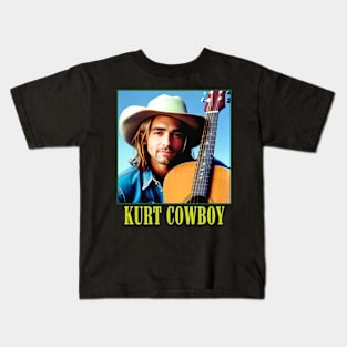 Grunge Cowboy Musician With Acoustic Guitar Kids T-Shirt